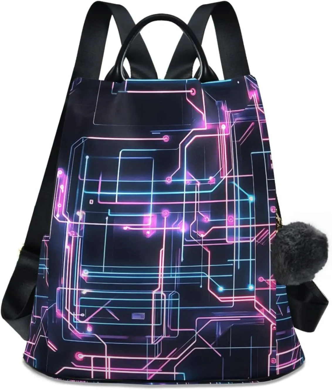 Powder Blue Circuit Board Pattern Backpack for Women Anti Theft Large Fashion Travel Shoulder Bag Purse Rucksack Lightweight