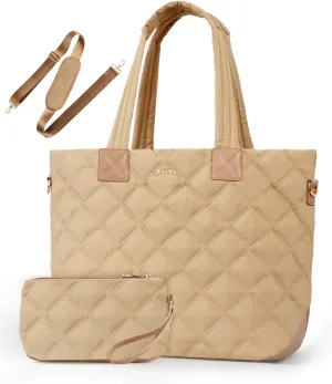 Prite Tote Bag for Women Lightweight Puffer Tote with Compartment Quilted Work Bag