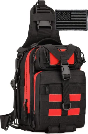 Protector Plus Tactical Sling Bag Military MOLLE Crossbody Pack Chest Shoulder Backpack (Patch Included)