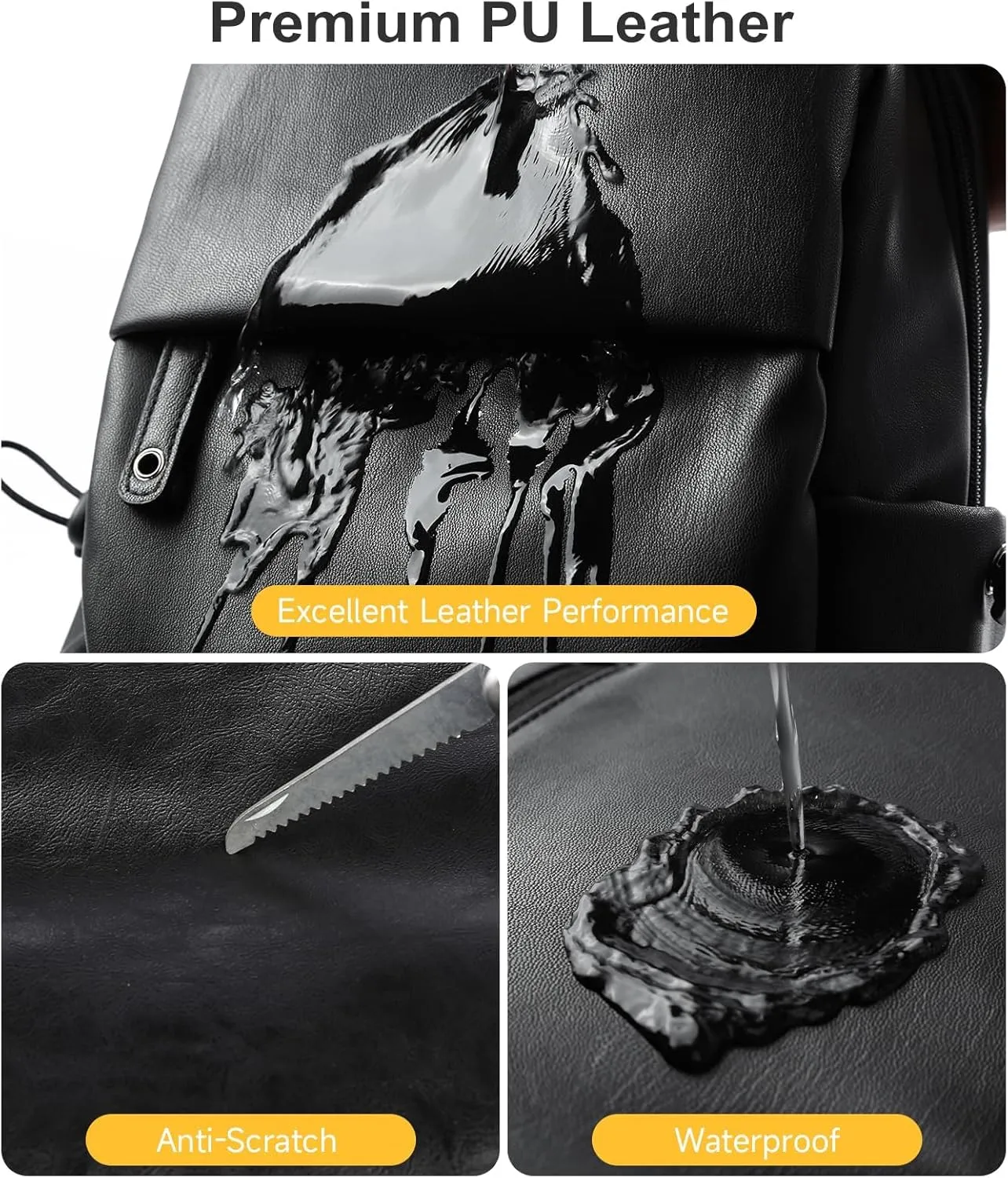 PU Leather Sling Bag for Men Crossbody Side Bag Man Backpack Black Small for Hiking Travel