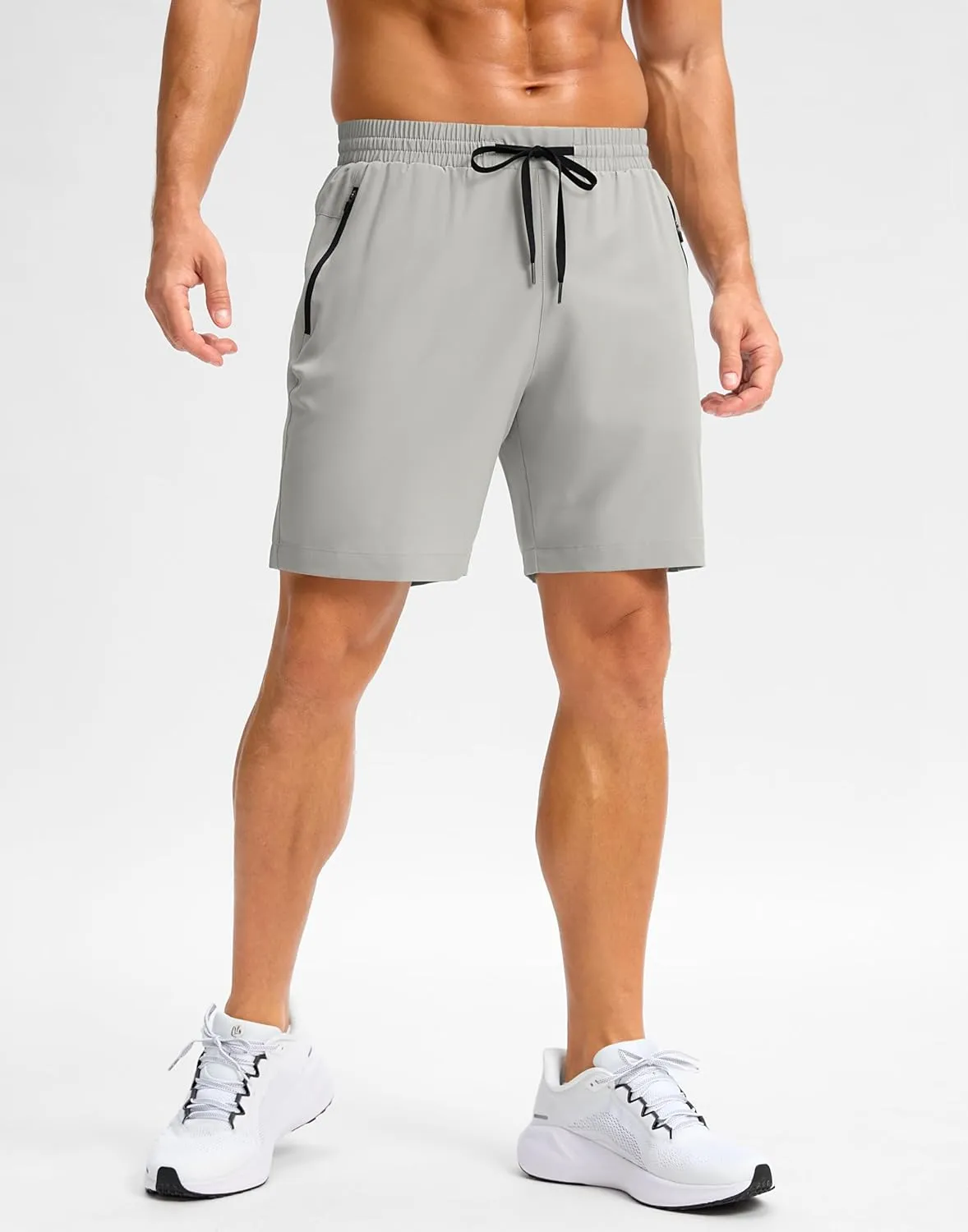 Pudolla Men's Running Gym Shorts with Zipper Pockets 7" Lightweight Quick Dry Running Workout Athletic Shorts for Men