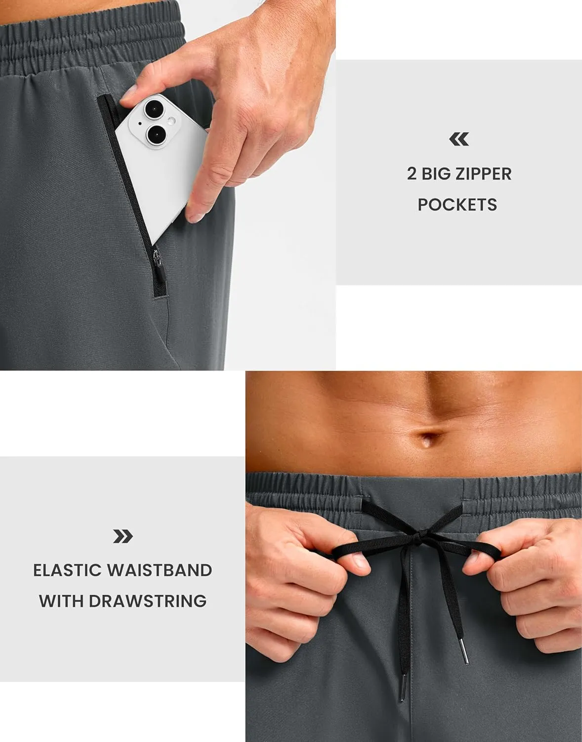Pudolla Men's Running Gym Shorts with Zipper Pockets 7" Lightweight Quick Dry Running Workout Athletic Shorts for Men