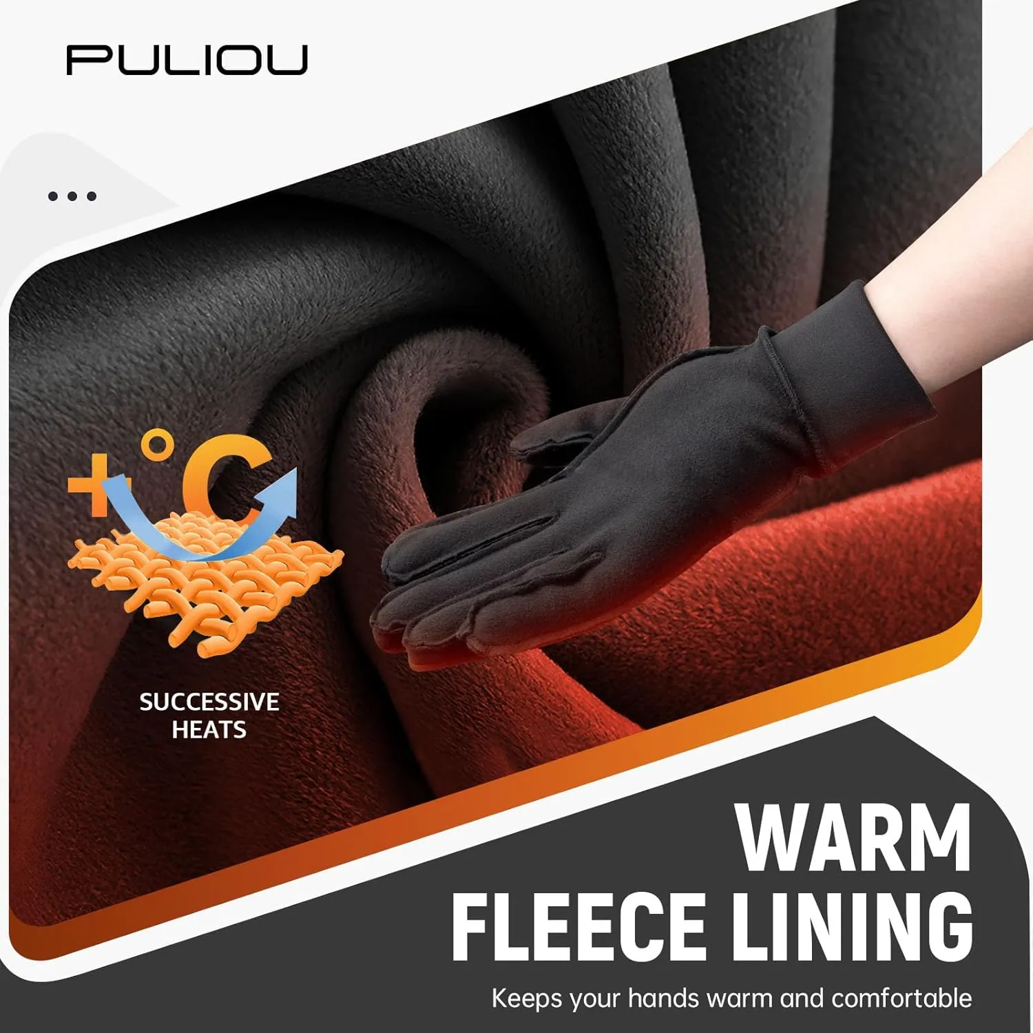 PULIOU Winter Thermal Gloves for Men & Women - Touchscreen, Lightweight, Anti-Slip Running, Cycling & Driving Liner Gloves