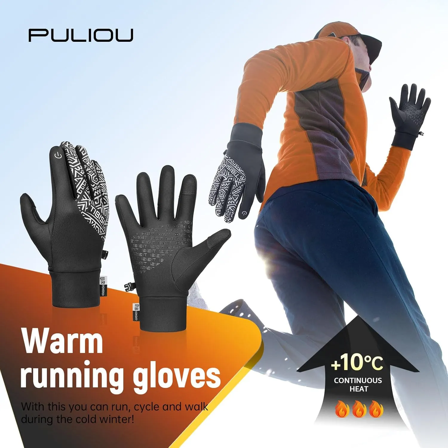 PULIOU Winter Thermal Gloves for Men & Women - Touchscreen, Lightweight, Anti-Slip Running, Cycling & Driving Liner Gloves