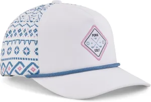 Puma Golf Men's Fairisle 5 Panel TECH Cap, White Glow-Blue Horizon