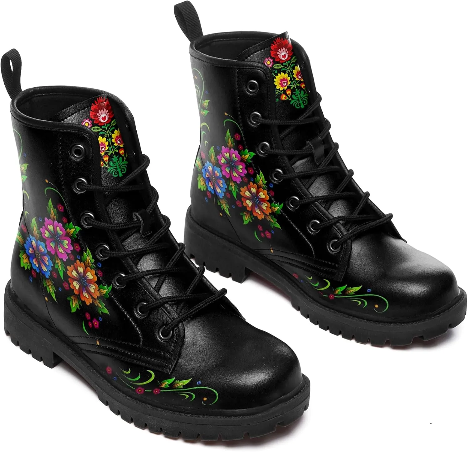 Punk Combat Boots, Stylish Motorcycle Booties for Men & Women, Waterproof Work Boot with Artistic Design