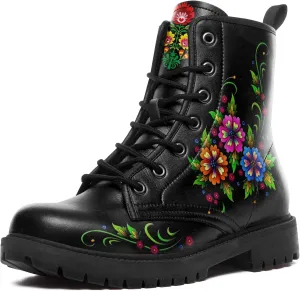 Punk Combat Boots, Stylish Motorcycle Booties for Men & Women, Waterproof Work Boot with Artistic Design