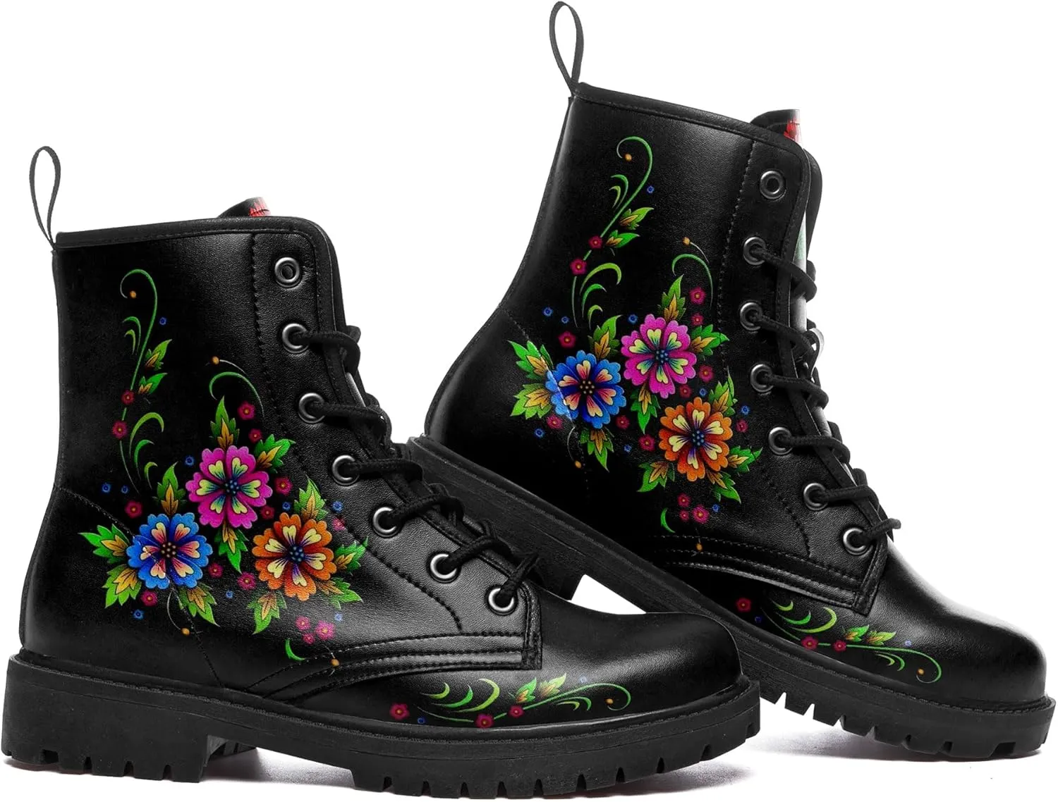 Punk Combat Boots, Stylish Motorcycle Booties for Men & Women, Waterproof Work Boot with Artistic Design