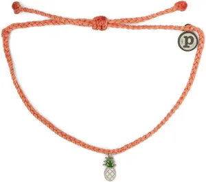 Pura Vida Silver or Gold Pineapple Enamel Charm Bracelet - Adjustable Band, 100% Waterproof