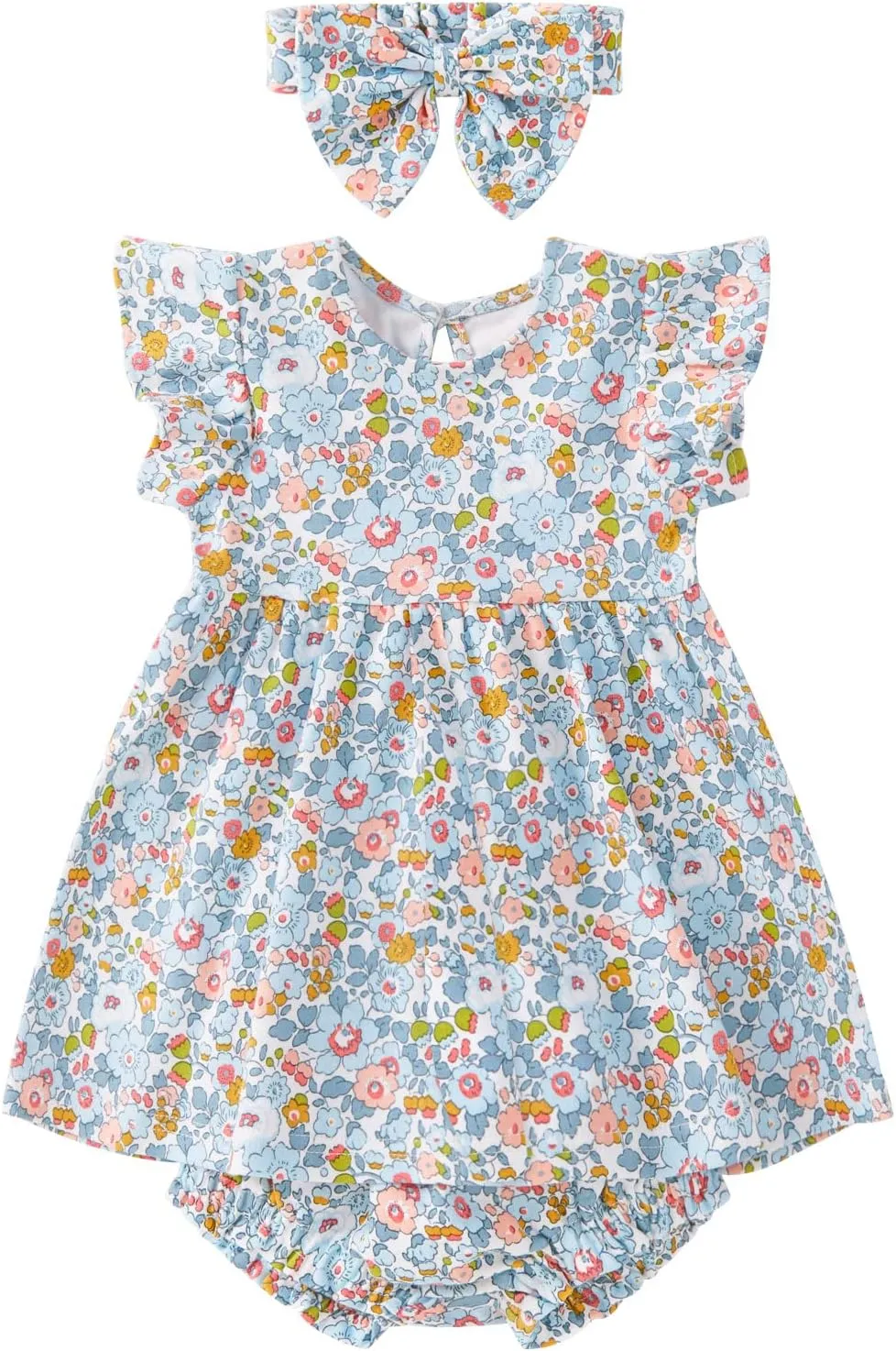 pureborn Baby Toddler Girl Dress with Bloomer Short and Long Sleeve Playwear Dress with Diaper Cover