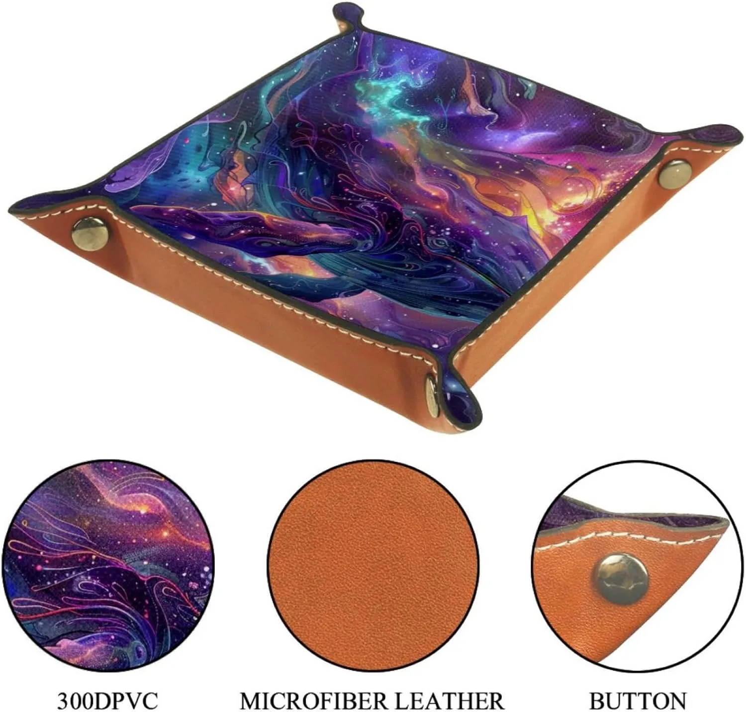 Purple Abstract Galaxy Stacking Jewelry Organizer Trays, Small Drawer Organizer Tray for Earrings, Bracelets, Rings, Key Tray for Entryway Table