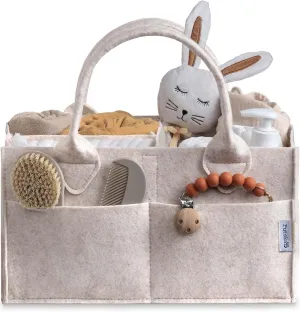 PUTSKA Baby Diaper Caddy Organizer - Nursery Storage Basket for Diaper Station, Baby Basket Shower Gift List and Registry Must-Have, Newborn Essentials, Nursery Decor for Boy or Girl - Mocha, Large