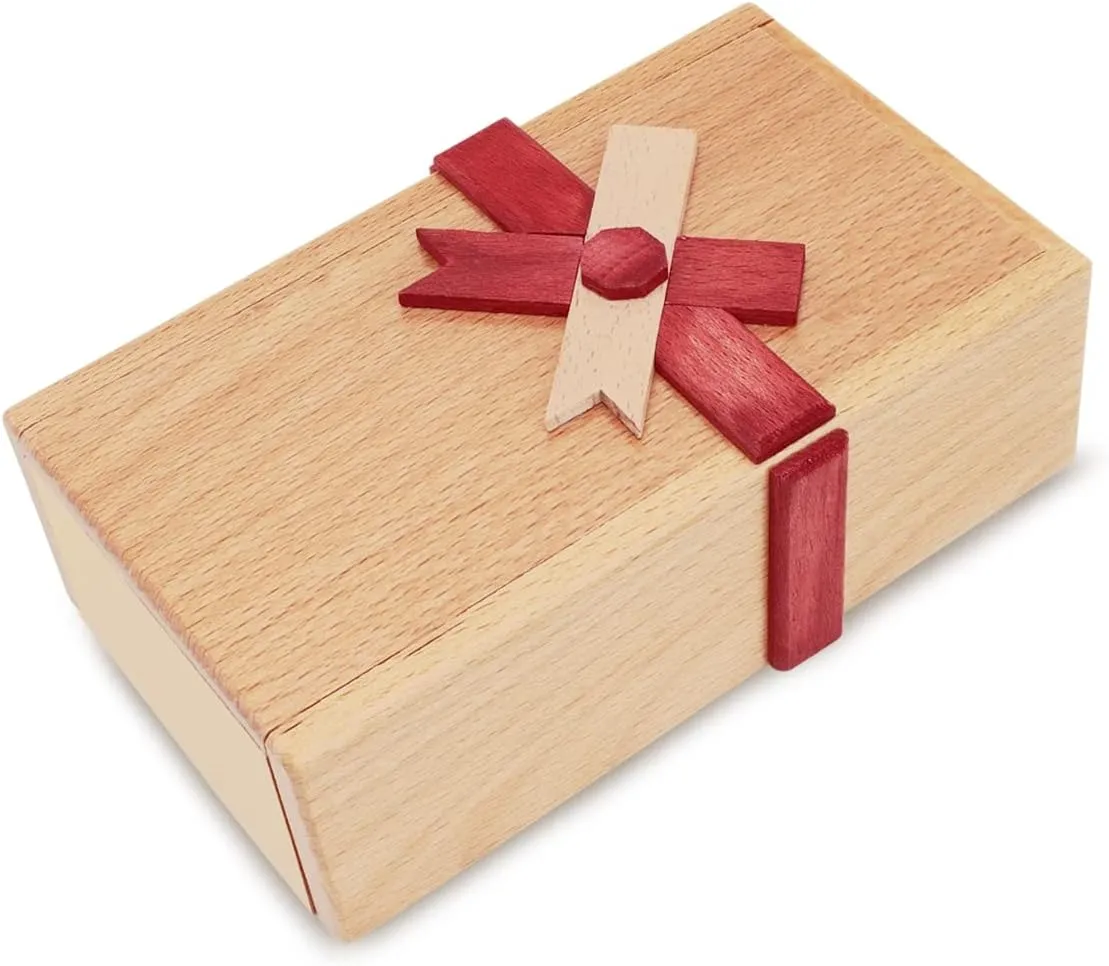 Puzzle Box with Hidden Compartment, Wooden Magic Trick Lock Boxes for Adults, Brain Teaser Game Mystery Surprise Gift Secret Box for Fathers Mothers Day Birthday Party Favors