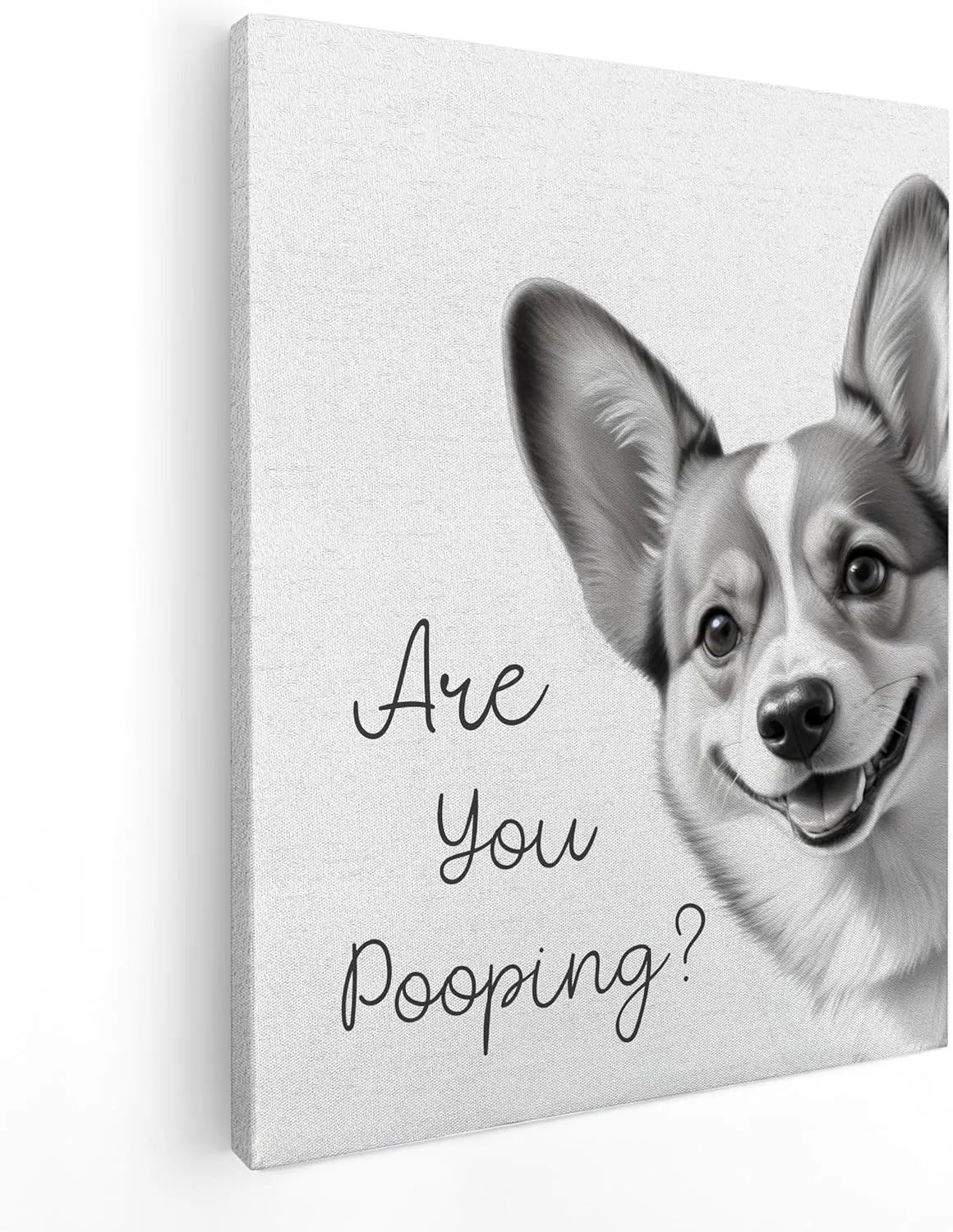 QICLM Funny Corgi Wall Art, are You Pooping Dog Funny Bathroom Canvas Wall Art Poster for Restroom Toilet, Beautiful Corgi Bathroom Wall Art Decor, 11x14 Inch Framed
