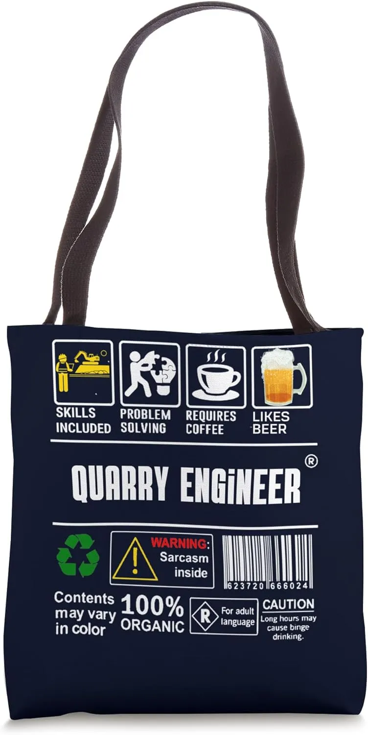 Quarry Engineer Label Skills Solving Coffee Beer Tote Bag