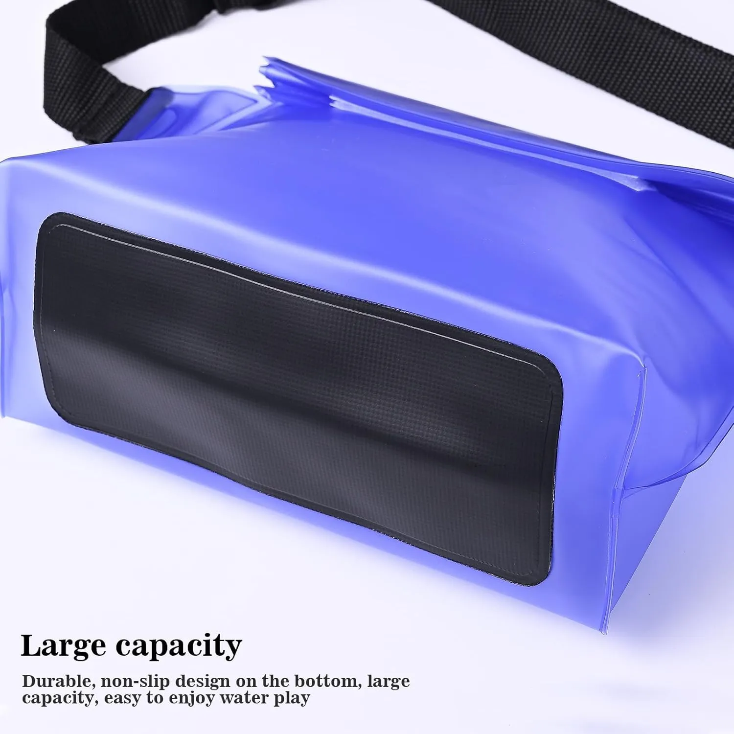 Queday 2-Pack Waterproof Pouch with Waist Strap, Screen Touchable Dry Bag with Adjustable Belt for Phone Valuables for Swimming Snorkeling Boating Fishing Kayaking Black White
