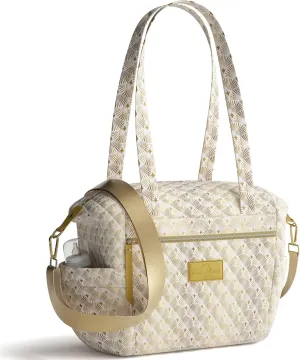 Quilted Diaper Bag With Insulated Bottle Pockets, Functional & Fashionable Tote Diaper Bag for Women