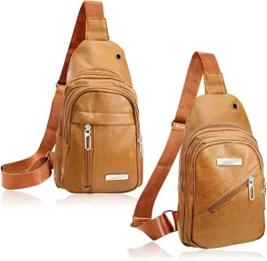 QuneusHot 2Pcs Sling Bags for Crossbody Small Leather Backpack Anti Theft Casual Chest Bag Travel Hiking for Men Women