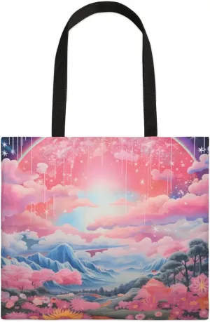 Rainbow Forest Canvas Tote Bag for Women Men Stylish Tote Handbag Shoulder Bag Reusable Grocery Bag