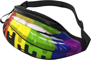 Rainbow Lipss Pride Gay Lesbian Lgbt Waist Packs Unisex Adjustable Shoulder Strap Messenger Bag Sports Travel Running Leisure Waist Bag