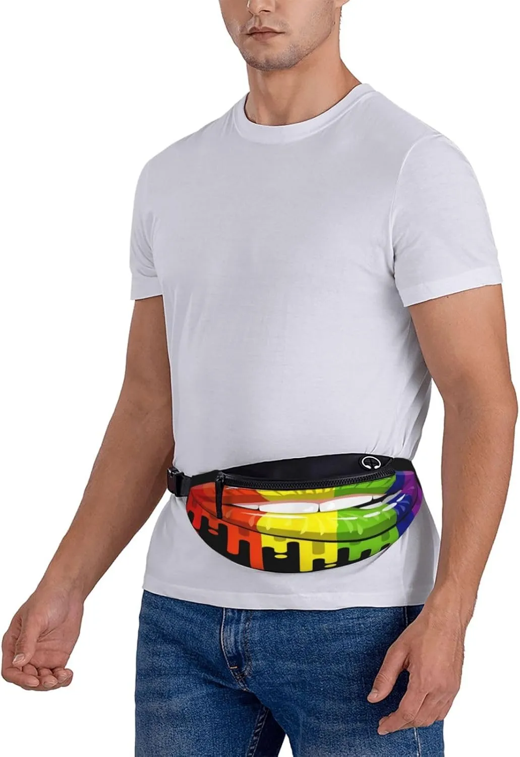 Rainbow Lipss Pride Gay Lesbian Lgbt Waist Packs Unisex Adjustable Shoulder Strap Messenger Bag Sports Travel Running Leisure Waist Bag