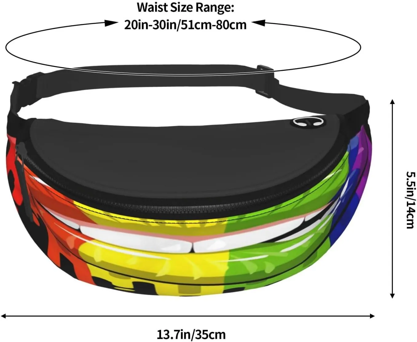 Rainbow Lipss Pride Gay Lesbian Lgbt Waist Packs Unisex Adjustable Shoulder Strap Messenger Bag Sports Travel Running Leisure Waist Bag