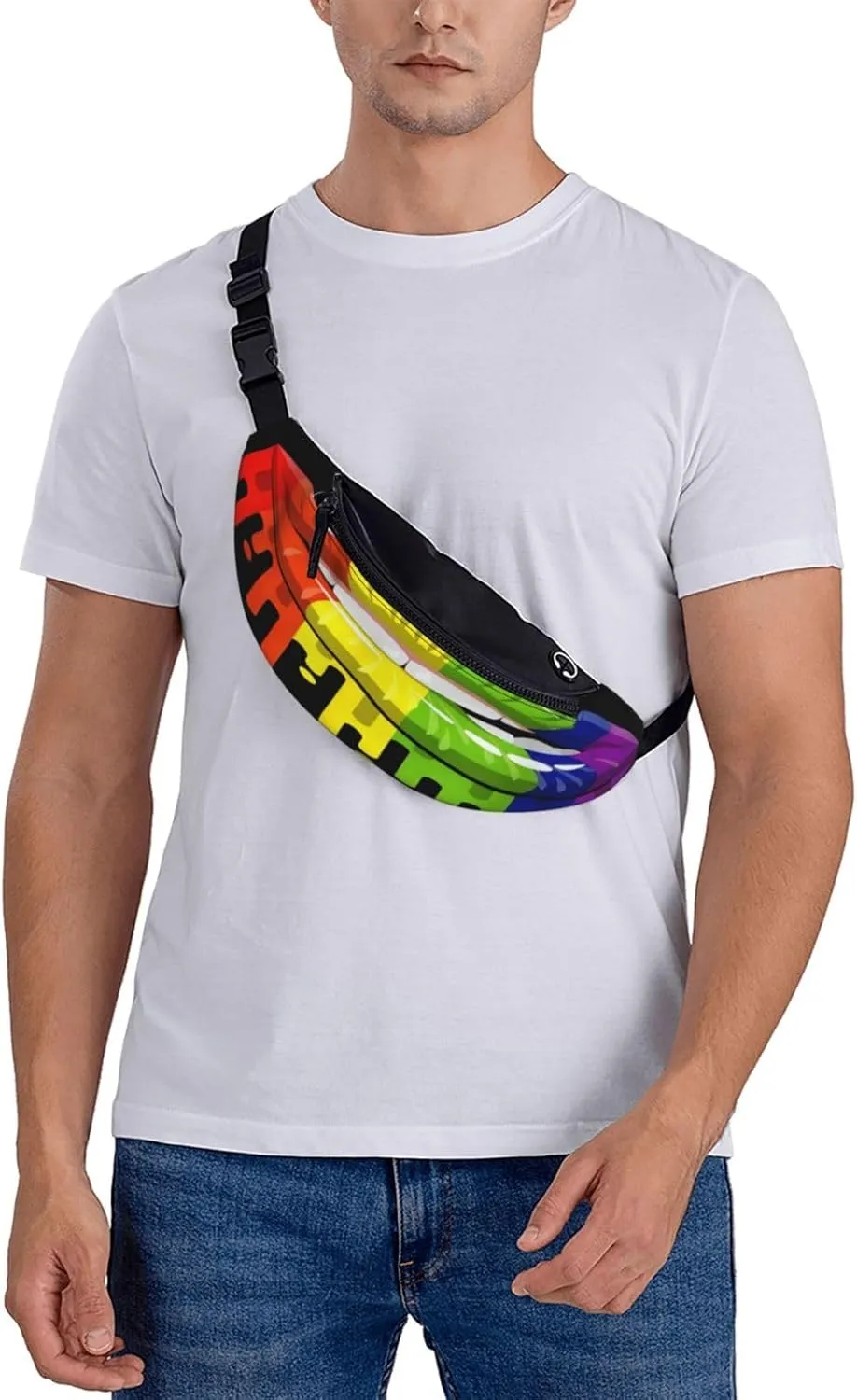 Rainbow Lipss Pride Gay Lesbian Lgbt Waist Packs Unisex Adjustable Shoulder Strap Messenger Bag Sports Travel Running Leisure Waist Bag
