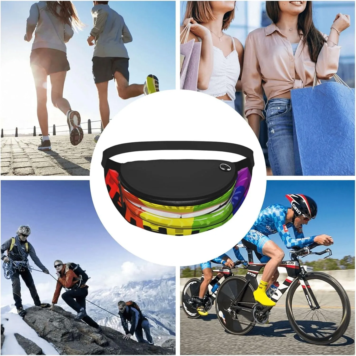 Rainbow Lipss Pride Gay Lesbian Lgbt Waist Packs Unisex Adjustable Shoulder Strap Messenger Bag Sports Travel Running Leisure Waist Bag