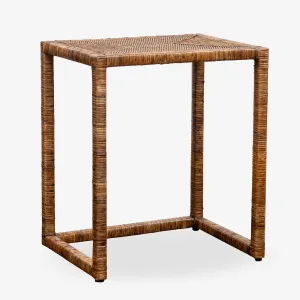 Rattan Rectangular Accent Table (Brown)
