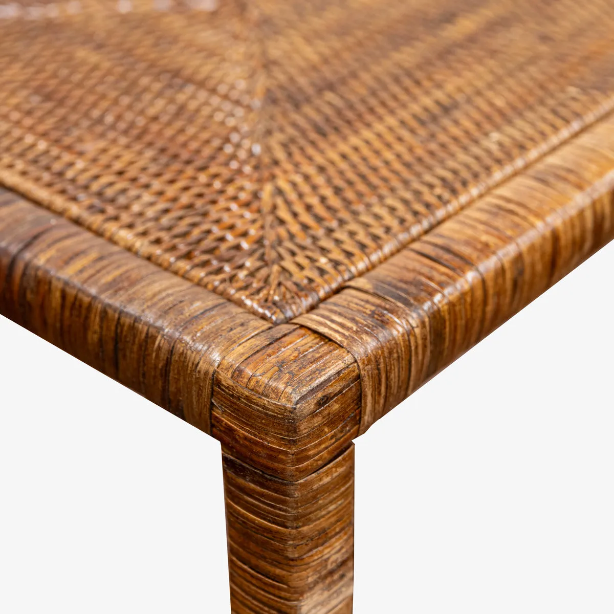 Rattan Rectangular Accent Table (Brown)