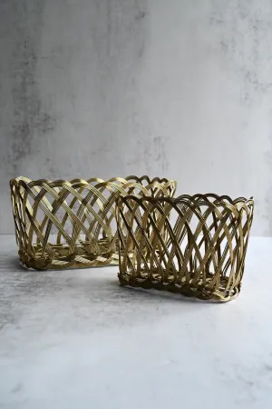 Rectangular Gold Wire Woven Baskets
