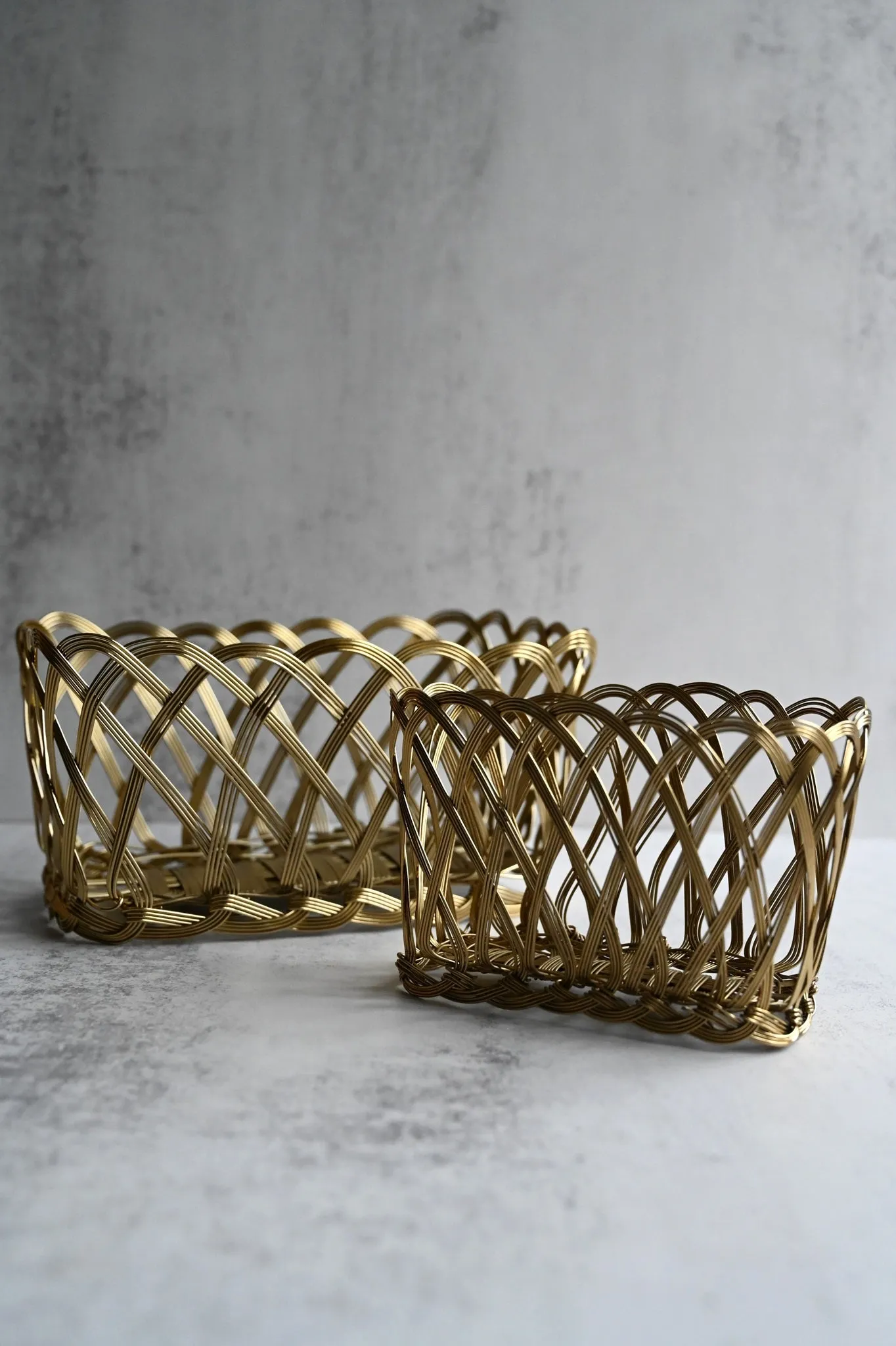 Rectangular Gold Wire Woven Baskets