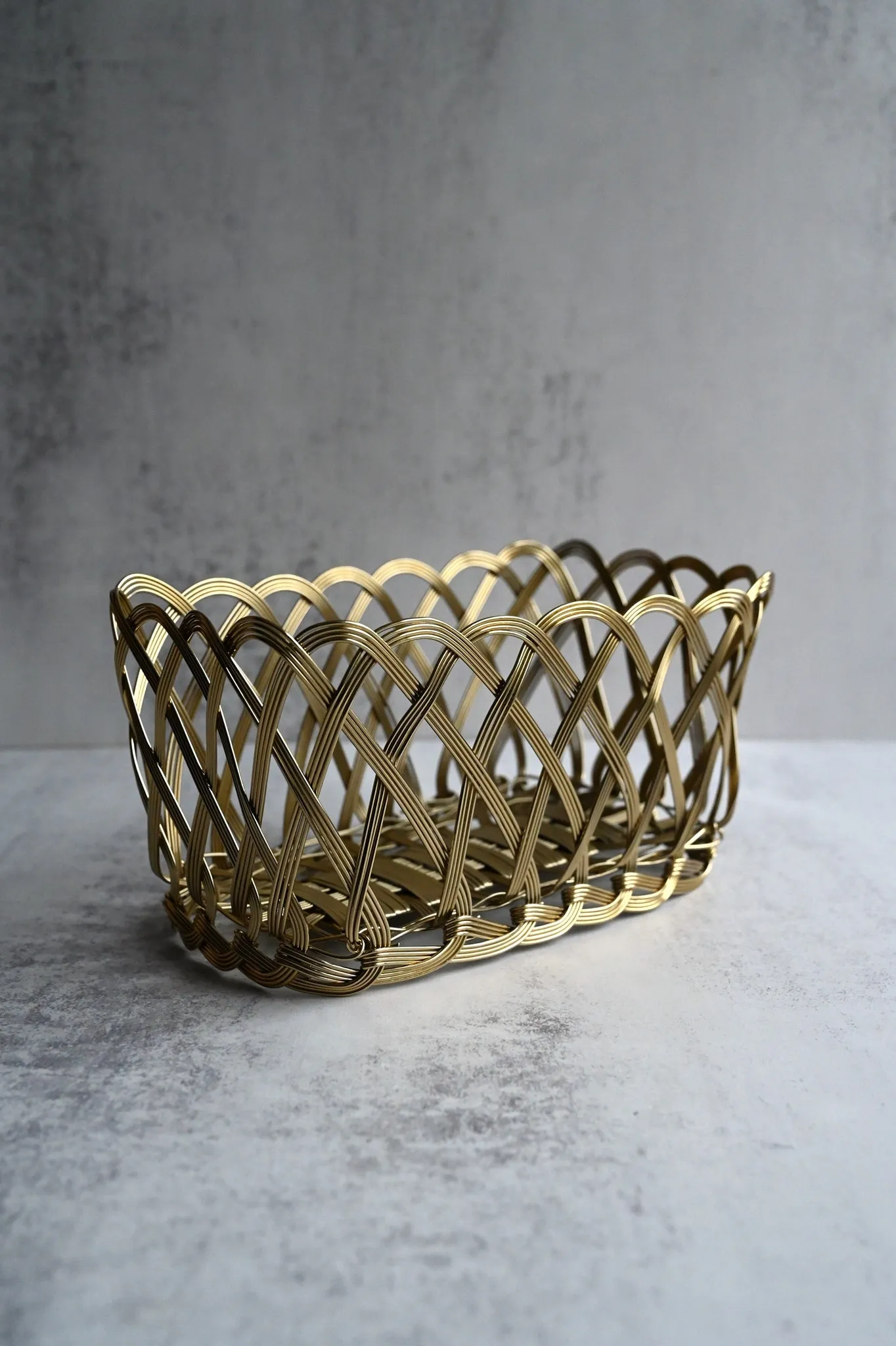 Rectangular Gold Wire Woven Baskets