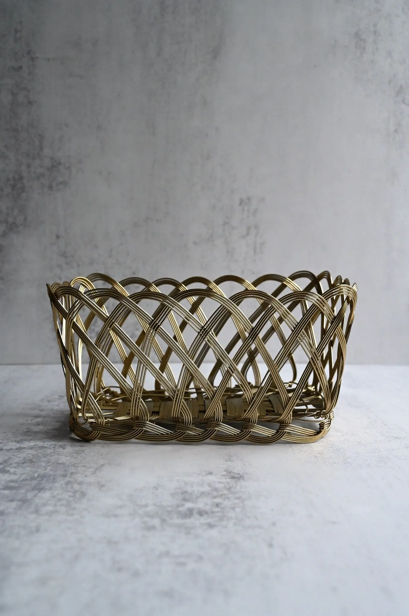 Rectangular Gold Wire Woven Baskets