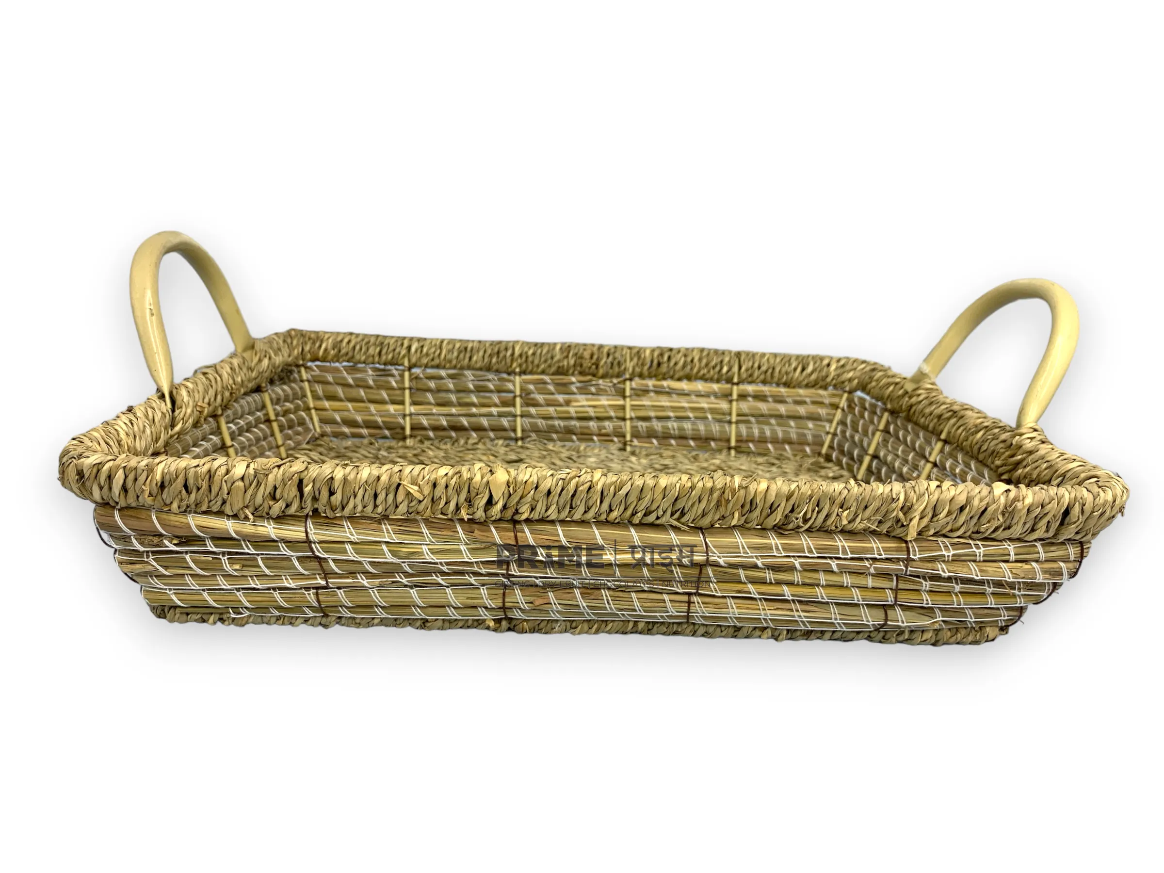 Rectangular Jute Basket with Metallic Handle