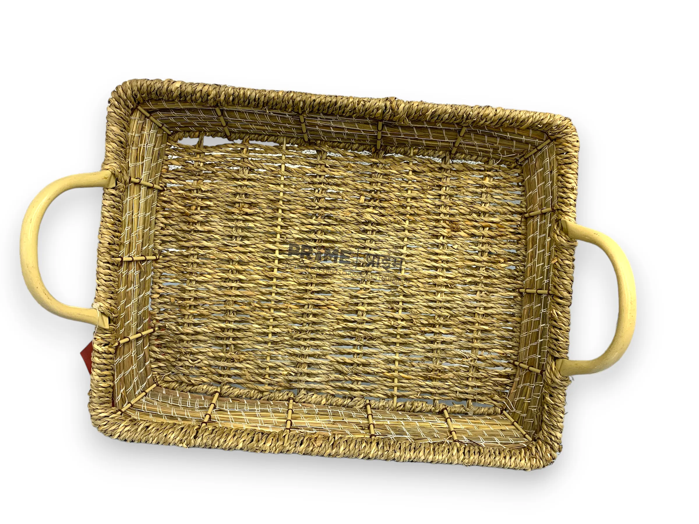 Rectangular Jute Basket with Metallic Handle