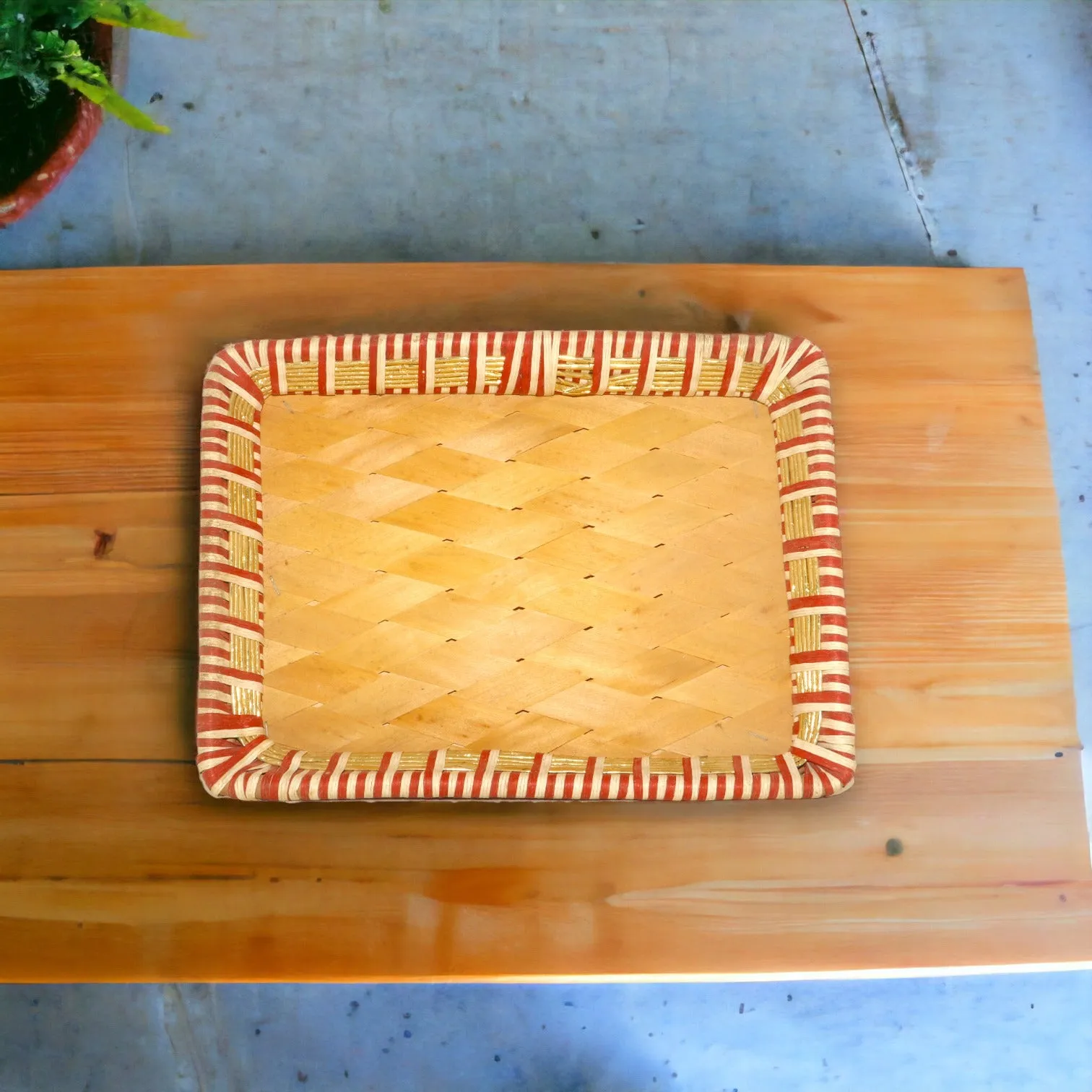 Rectangular Jute Woven Bamboo Basket
