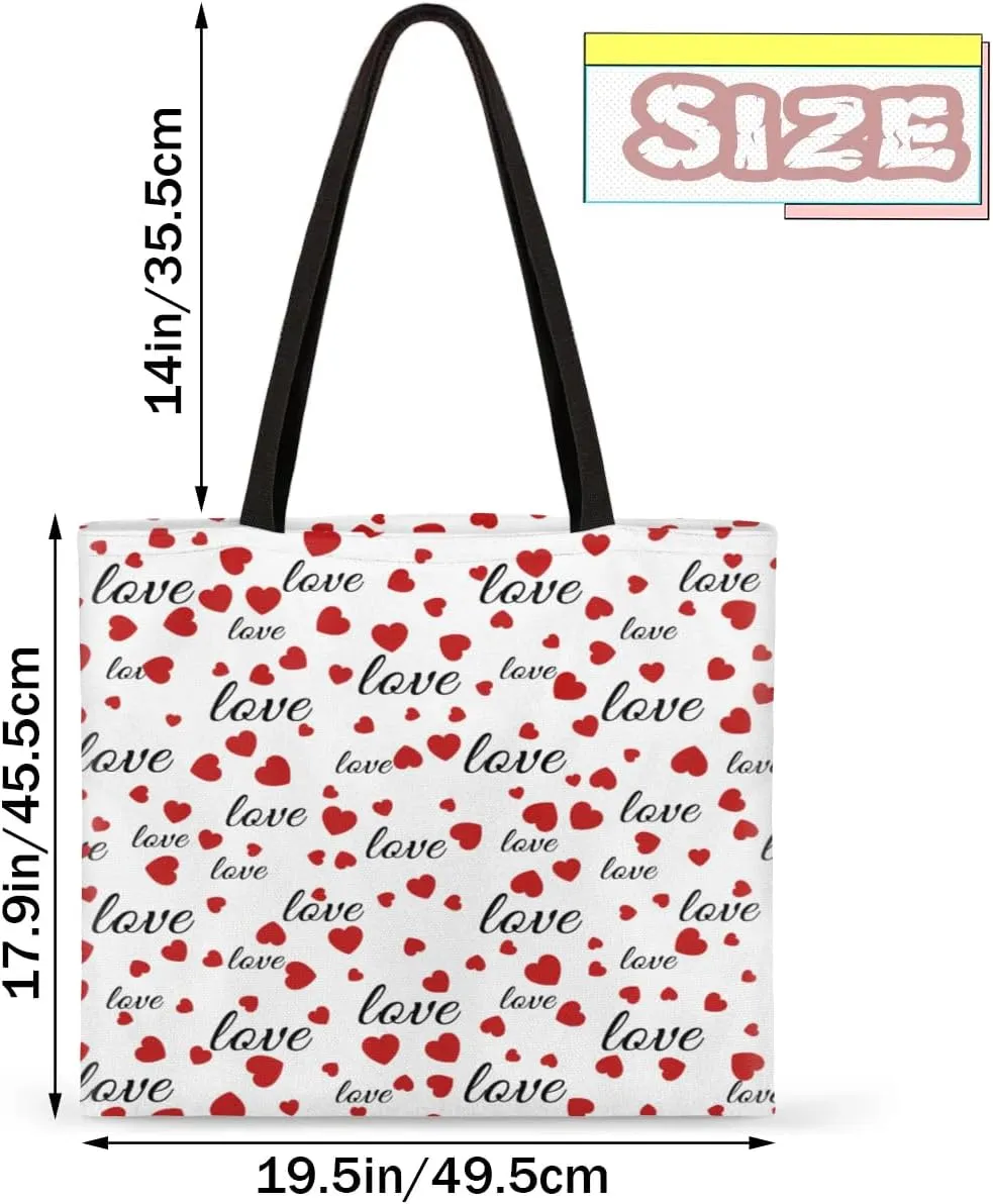 Red Background Rabbit Easter Egg Canvas Tote Bag for Women Men Stylish Tote Handbag Shoulder Bag Reusable Grocery Bag