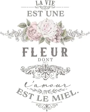 Redesign with Prima Décor Transfers -L'Amour Est Le Miel 26''x35'' Wall Decals DIY Wallpaper Wall Stickers Murals Decor for Table Decor Transfers St. Patrick's Day,Easter Decor,Great Mother Gifts