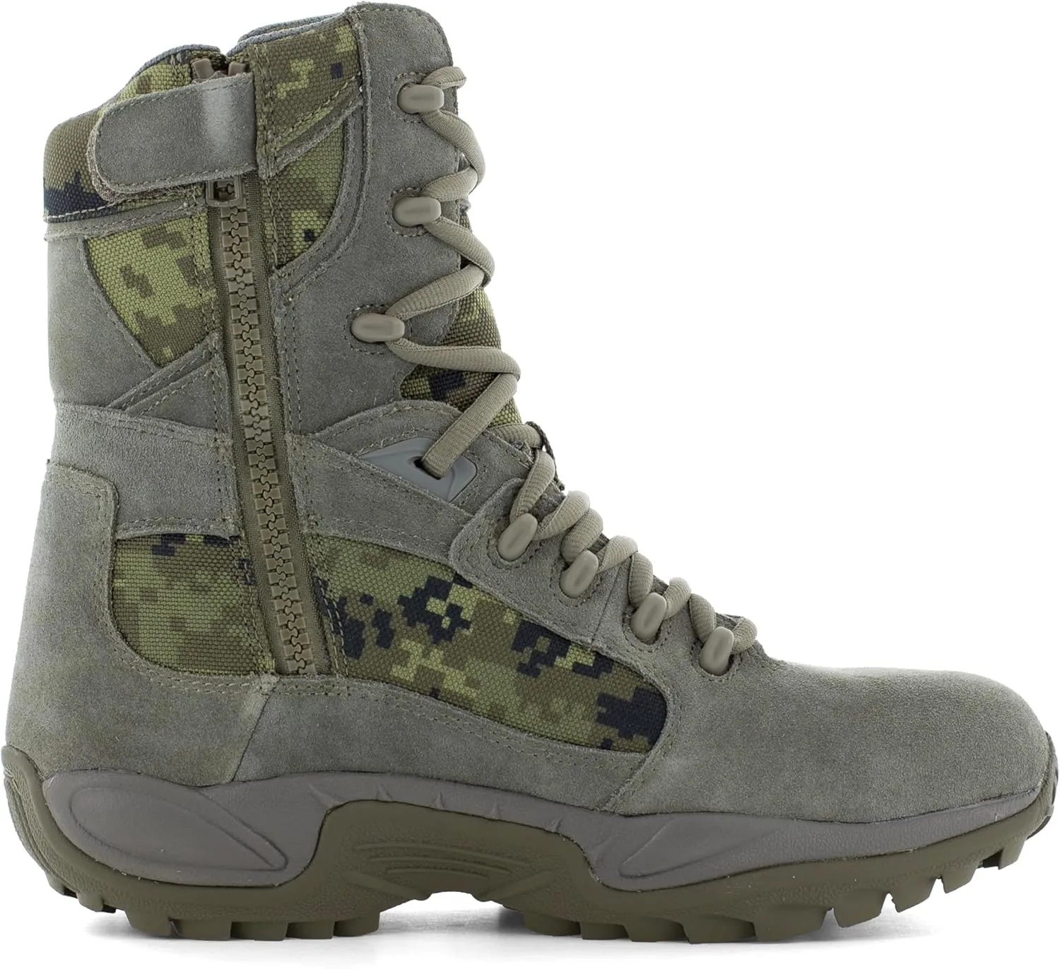 Reebok Work Men's Rb8995 Rapid Response Rb Safety Toe 8" Stealth Boot with Side Zipper Sage Green Military & Tactical
