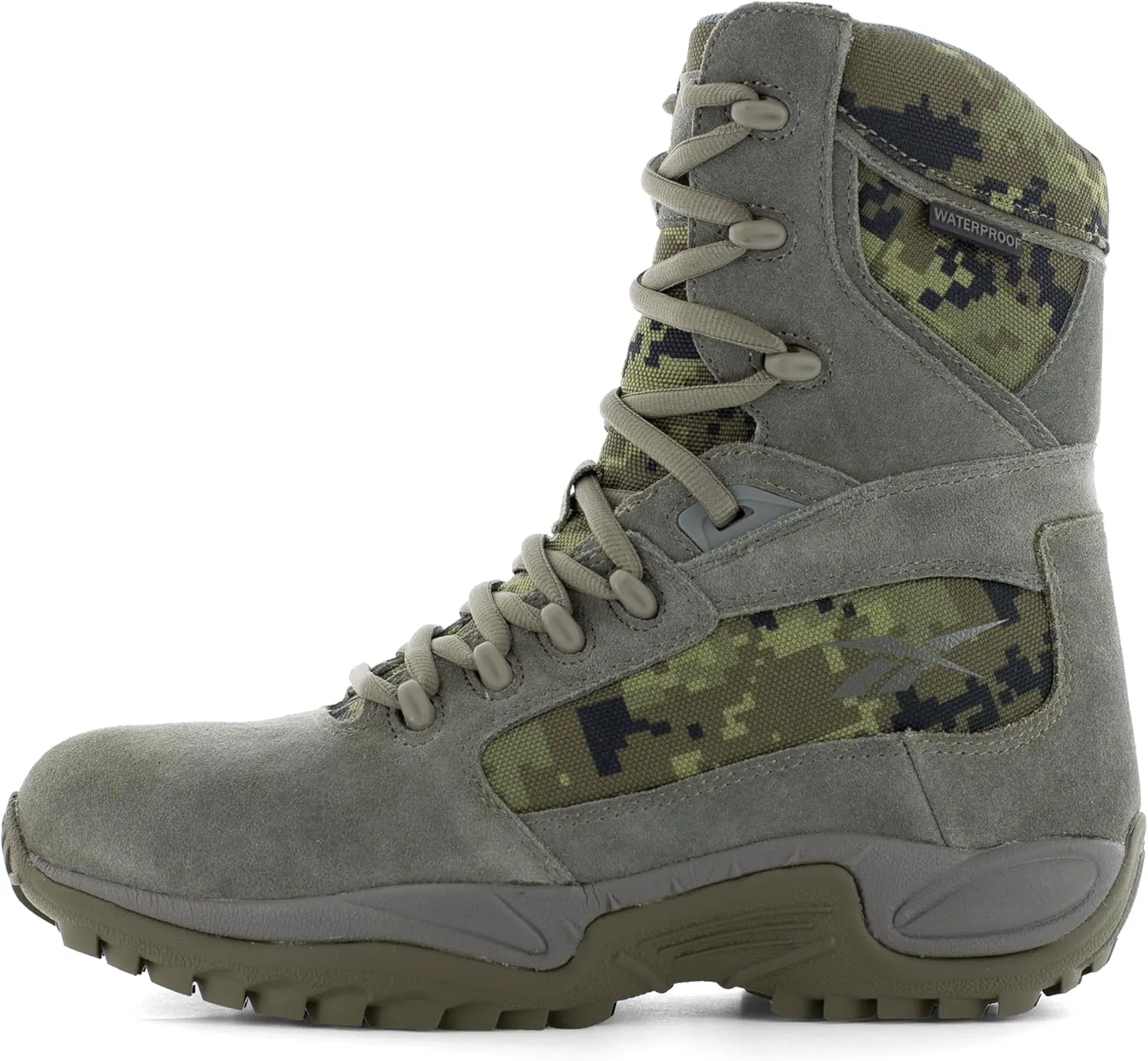 Reebok Work Men's Rb8995 Rapid Response Rb Safety Toe 8" Stealth Boot with Side Zipper Sage Green Military & Tactical
