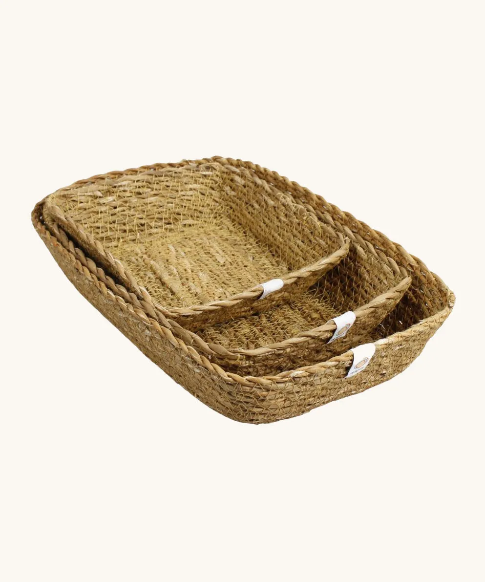 Respiin Seagrass Rectangular Basket Set – Natural