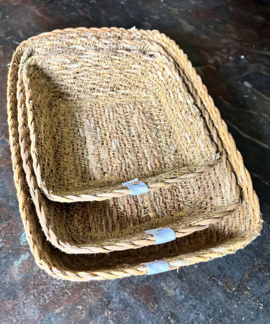 Respiin Seagrass Rectangular Basket Set – Natural