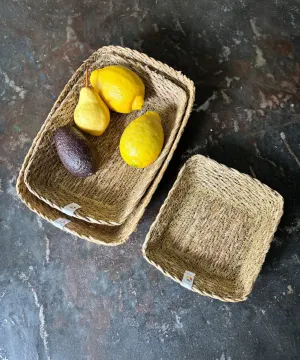 Respiin Seagrass Rectangular Basket Set – Natural