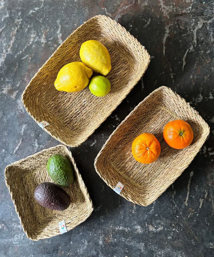 Respiin Seagrass Rectangular Basket Set – Natural