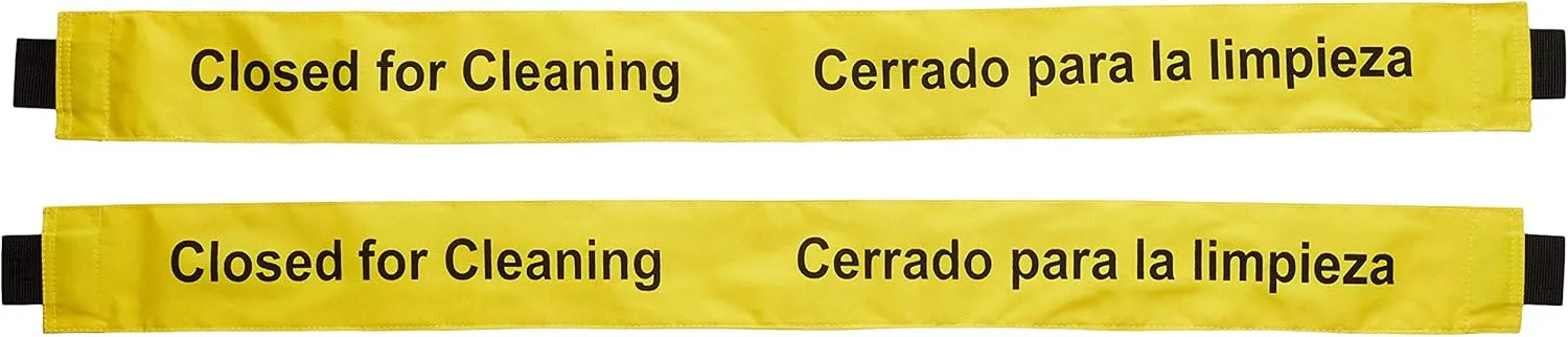 Restroom Closed for Cleaning Sign with Magnetic Ends (2 Pack) English & Spanish Nylon bathroom door signs 42"x 3.5"