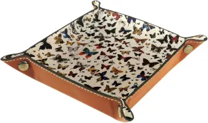 Retro Butterflies Seamless Print Jewelry Organizer Tray, Small Stacking Tray for Earrings, Bracelets, Rings, and More, Compact and Versatile