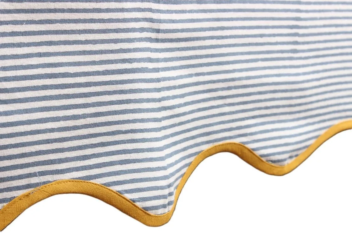 Ridhi Blue Stripe 60x90 Inches Rectangle 100% Cotton Hand Block Print Washable Decorative Spring Summer Parties/Wedding Use,Fall décor Farmhouse Dining Dinner Tablecloth