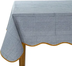 Ridhi Blue Stripe 60x90 Inches Rectangle 100% Cotton Hand Block Print Washable Decorative Spring Summer Parties/Wedding Use,Fall décor Farmhouse Dining Dinner Tablecloth
