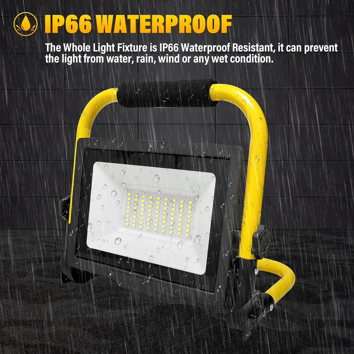 RIGIDON 50W Portable LED Flood Light Outdoor 5000LM Super Bright Outdoor Lights 6000K Daylight White IP66 Waterproof LED Work Light for Garden, Garage, Yard, Sports Ground, Patio, Pathway Porch (50W)